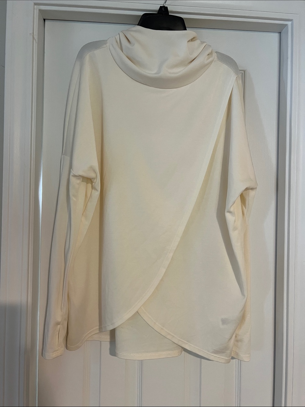 Cable & Gauge Cream Draped Cowl-Neck Hoodie